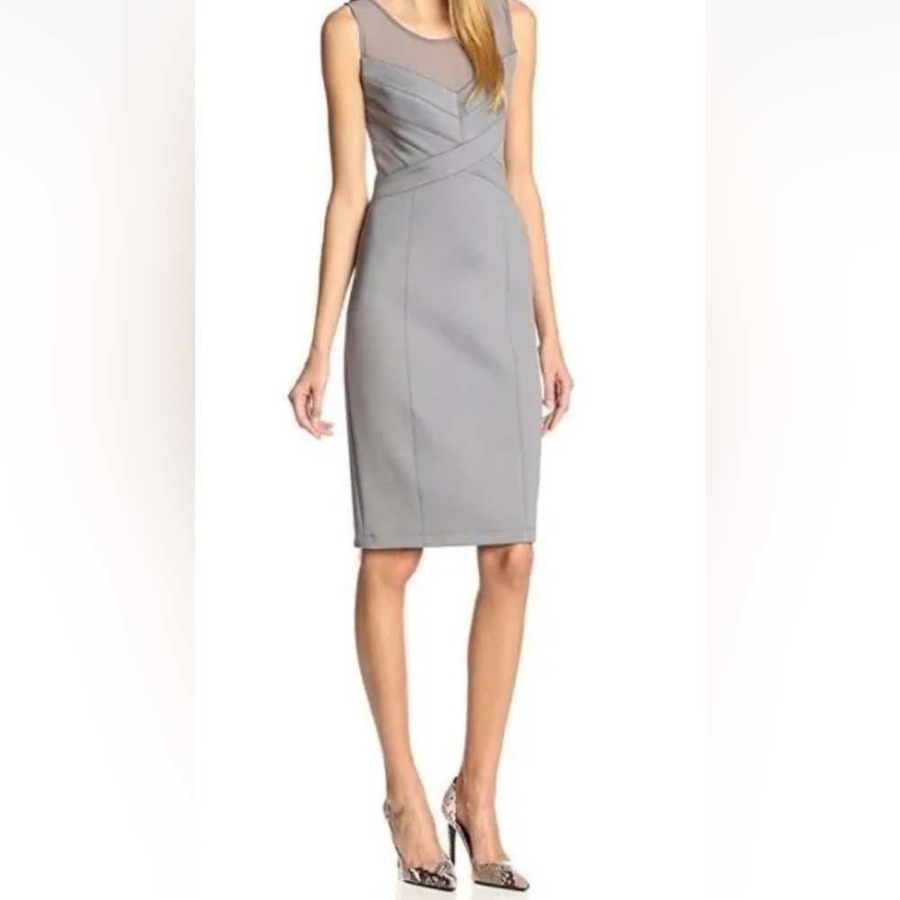 New Jessica Simpson Womens Gray Sleeveless Scoop Neck Panel Sheath Dress 14 BNWT